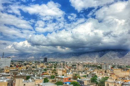 نمائی زیبا از شهر نخل تقی بعد از یک روز بارانی ۱